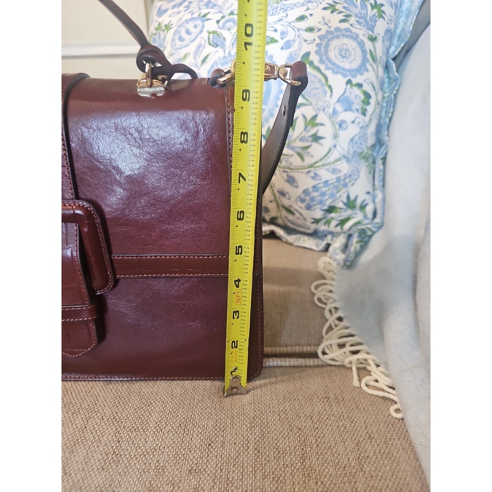 Brahmin Francine Satchel Handbag Purse Brown Leather Buckle Shoulder Strap - Picture 12 of 14